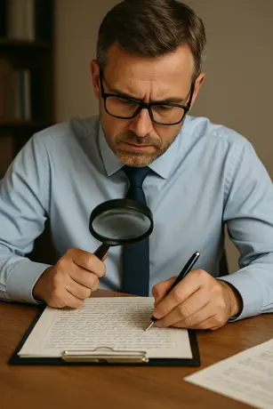 perito grafologico realizando analisis sicologico en el momento de la redaccion de un escrito