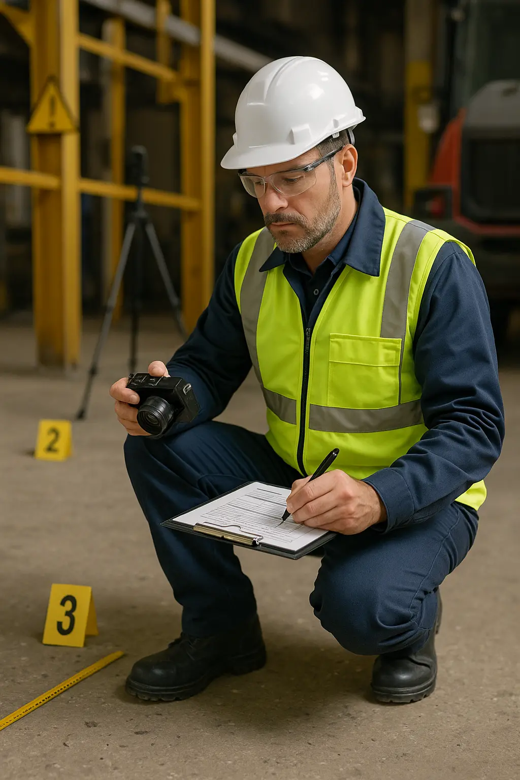 Perito investigando un accidente laboral insitu